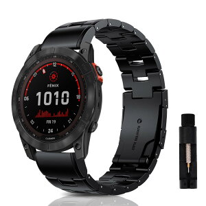 [AiMaoo] QuickFit 26mm �`�^�����o���h GARMIN(�K�[�~��) Fenix 8 51mm/Fenix 7X/Fenix 6X/Fenix 5X/Fenix 3/3 HR �Ή� �����o���h �`�^�����^�� �r�W�l�X�� �x���g Epix 2 Pro 51mm, Enduro 3, Tactix Delta �p (�u���b�N)