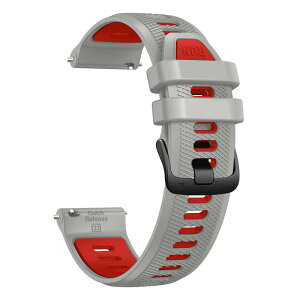 YOCAHU QuickFit 22mm �ւ��o���h for Garmin Venu 2 / Forerunner 265 / Forerunner 255 / Vivoactive 4���X�g�o���h�݊��������X�g�o���h22 mm�V���J�Q�����X�g�o���h�����Y���f�B�[�X���X�g�o���h (Light Gray-red)
