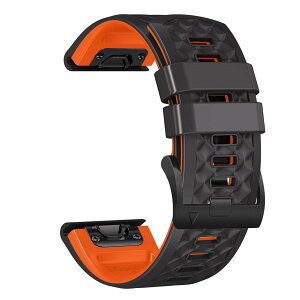 [MOQIAN] 26 MM for QuickFit �o���h �ɓK�p Garmin Fenix 8 51mm, Fenix 7X Pro Solar/Garmin Instinct 2X/Fenix 7X/Fenix 6X GPS/6X Pro/6X Sapphire GPS/5X Plus �Ή� �V���R�� �X�g���b�v �h���� �����o���h (Black-orange)