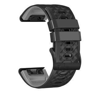 [MOQIAN] 26 MM for QuickFit �o���h �ɓK�p Garmin Fenix 8 51mm, Fenix 7X Pro Solar/Garmin Instinct 2X/Fenix 7X/Fenix 6X GPS/6X Pro/6X Sapphire GPS/5X Plus �Ή� �V���R�� �X�g���b�v �h���� �����o���h (Black-gray)
