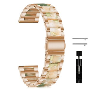 [MokaZii] 18mm �����o���h Garmin Venu 4 41mm/Venu 3S/Venu 2S/Vivoactive 4S/Vivomove 3S �Ή� ���������x���g Garmin Forerunner 265S/255S/255S Music �p �������� �ϋv�� - �[�Y�S�[���h/�s���N�O���[��