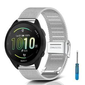 [RoSoki] 20mm �o���h Garmin Forerunner 570 42mm /Forerunner 165/165 music/Garmin Approach S50/S44 / Vivoactive 6/Vivoactive 5 / Venu Sq 2 /Venu 2 Plus �Ή� �X�e�����X�`�[�� �����o���h �����x���g �ւ��X�g���b�v �j�����p (