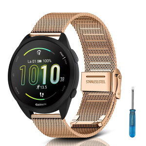 [RoSoki] 20mm �o���h Garmin Forerunner 570 42mm /Forerunner 165/165 music/Garmin Approach S50/S44 / Vivoactive 6/Vivoactive 5 / Venu Sq 2 /Venu 2 Plus �Ή� �X�e�����X�`�[�� �����o���h �����x���g �ւ��X�g���b�v �j�����p (