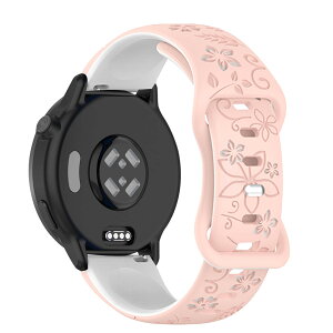 [Asvufeyy] �V���R���o���h 20mm For Garmin Vivoactive 6/5/Garmin Forerunner 165/165 Music/570 42mm/245/245 Music �Ή� �����x���g�p �\�t�g 2�F�V���R�� �K�[�~�� �o���h - �s���N/�z���C�g