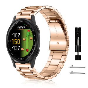 [RoSoki] �o���h 20mm Garmin Approach S50/Garmin Approach S44 �Ή� �X�e�����X�� �����o���h �����x���g �ւ��X�g���b�v �h�K �������t�� �r�W�l�X�� �j�����p - ���[�Y�S�[���h