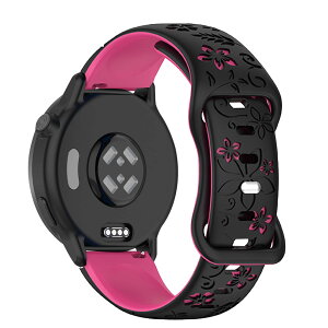 [Asvufeyy] �V���R���o���h 20mm For Garmin Vivoactive 6/5/Garmin Forerunner 165/165 Music/570 42mm/245/245 Music �Ή� �����x���g�p �\�t�g 2�F�V���R�� �K�[�~�� �o���h - �u���b�N/�_�[�N�s���N