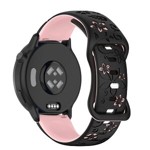 [Asvufeyy] �V���R���o���h 20mm For Garmin Vivoactive 6/5/Garmin Forerunner 165/165 Music/570 42mm/245/245 Music �Ή� �����x���g�p �\�t�g 2�F�V���R�� �K�[�~�� �o���h - �u���b�N/�s���N