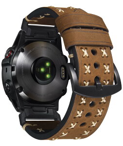 �R���p�`�u���K�[�~�� ���v�o���h 22mm 26mm �R���p�`�u��GARMIN �{�v���v�x���g��?Fenix/��?Forerunner��?Enduro��?Descent ���̑傫�Ȓj���p �`�����L�[�ȃ��U�[�X�g���b�v(�u���E��,22mm)