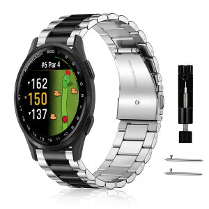 [RoSoki] �o���h 20mm Garmin Approach S50/Garmin Approach S44 �Ή� �X�e�����X�� �����o���h �����x���g �ւ��X�g���b�v �h�K �������t�� �r�W�l�X�� �j�����p - �u���b�N+�V���o�[