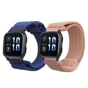 kwmobile 2x �����x���g Garmin Venu Sq 2 Music/Sq 2 / Vivoactive 6 / Vivoactive 5�Ή� �o���h - �i�C���� �t�B�b�g�l�X�g���b�J�[ ���F/�A���e�B�[�N�s���N