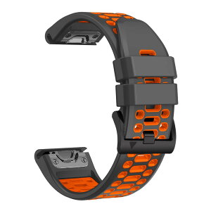 [MOQIAN] QuickFit 22 mm �o���h �����p for GARMIN(�K�[�~��) Fenix 8 AMOLED-47mm Fenix 7 Pro Solar/Approach S70 47 mm/Forerunner 965 �Ή� �X�g���b�v �V���R�� �x���g �_�炩�� �h���� �K�[�~�� �p �����o���h (Gray orange
