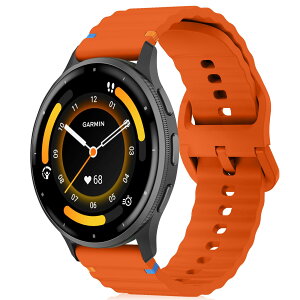 [RosMank] 22mm �V���R�� �o���hGarmin Venu 4 45mm/Venu 3 45mm/Venu 2/Vivoactive 4/Active�Ή��A Garmin Forerunner 570 47mm/Forerunner 265/255�p�\�t�g�E�F�[�u�����p�X�g���b�v �I�����W
