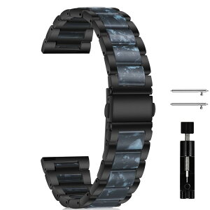 [MokaZii] 20mm �����o���h Garmin Forerunner 570(42mm)/Approach S44/S50 �Ή� Garmin Vivoactive 6/5/Forerunner 165/165 Music �p �������� ���������x���g �ϋv�� - �u���b�N/�C���N�F