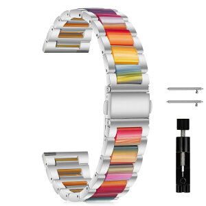 [MokaZii] 20mm �����o���h Garmin Forerunner 570(42mm)/Approach S44/S50 �Ή� Garmin Vivoactive 6/5/Forerunner 165/165 Music �p �������� ���������x���g �ϋv�� - �V���o�[/���C���{�[