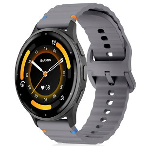 [RosMank] 22mm �V���R�� �o���hGarmin Venu 4 45mm/Venu 3 45mm/Venu 2/Vivoactive 4/Active�Ή��A Garmin Forerunner 570 47mm/Forerunner 265/255�p�\�t�g�E�F�[�u�����p�X�g���b�v �O���[