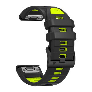 [MOQIAN] QuickFit 22 mm �o���h �����p for GARMIN(�K�[�~��) Fenix 8 AMOLED-47mm Fenix 7 Pro Solar/Approach S70 Fenix 6 pro Fenix 5 �Ή� �X�g���b�v �V���R�� �x���g �_�炩�� �h���� �K�[�~�� �p �����o���h (Black lime)