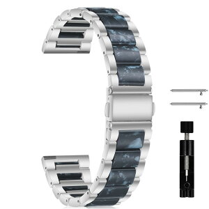 [MokaZii] 20mm �����o���h Garmin Forerunner 570(42mm)/Approach S44/S50 �Ή� Garmin Vivoactive 6/5/Forerunner 165/165 Music �p �������� ���������x���g �ϋv�� - �V���o�[/�C���N�F