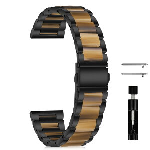 [MokaZii] 20mm �����o���h Garmin Forerunner 570(42mm)/Approach S44/S50 �Ή� Garmin Vivoactive 6/5/Forerunner 165/165 Music �p �������� ���������x���g �ϋv�� - �u���b�N/�n�j�[