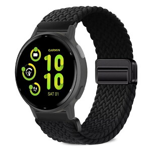 [VanHooc] 20mm �o���h Garmin Forerunner 570 42mm/Vivoactive 6/Approach S44/S50/Forerunner 165�Ή� �i�C���� �u���C�f�b�h �ґg �L�k�� �}�O�l�b�g �o�b�N�� �ʋC�� ��� ���C�o�b�N�� ���i�K���� �\�t�g �X�|�[�c