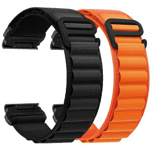[YOCAHU] Quick Fit 26 mm �o���h �����p for GARMIN(�K�[�~��) Tactix 7 Pro Fenix 7 x 5 x+6 x Pro Watch�CSport Loop/Alpine Loop 26 mm�i�C�������X�g�o���h��Fenix 33 HRMK 2 Delta Enduro 12 �ɓK���Ă��� (Black+Orange)