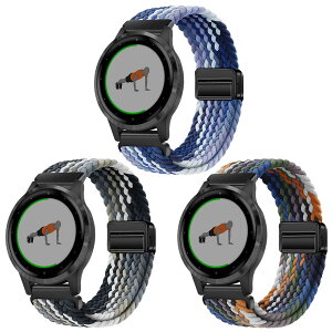 [SUGARJAR] �y3�{�Z�b�g�z �҂ݍ��݃X�g���b�v Garmin Venu 3s/2s�AForerunner 265S/255s/255s Music�AVivoactive 4s/3s/Active s�A18mm �i�C�����X�g���b�v�Ή� �L�k���̂���}�O�l�b�g���o�b�N���A�ʋC���Ƒϋv����