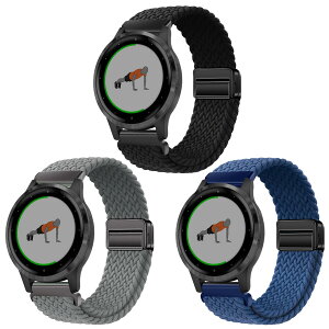 [SUGARJAR] �y3�{�Z�b�g�z �҂ݍ��݃X�g���b�v Garmin Venu 3s/2s�AForerunner 265S/255s/255s Music�AVivoactive 4s/3s/Active s�A18mm �i�C�����X�g���b�v�Ή� �L�k���̂���}�O�l�b�g���o�b�N���A�ʋC���Ƒϋv����