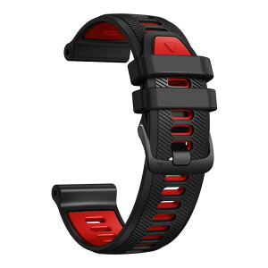 YOCAHU QuickFit 22 mm �ւ��o���h for Garmin Forerunner 965 955, 945, 935 �Ȃ񂵂V���J�Q��Fenix 7�AFenix 6 GPS�AFenix 5 Plus�X�}�[�g�E�H�b�`�̌����\�o���h (black-red)