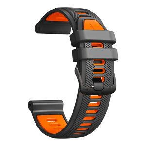 YOCAHU QuickFit 22 mm �ւ��o���h for Garmin Forerunner 965 955, 945, 935 �Ȃ񂵂V���J�Q��Fenix 7�AFenix 6 GPS�AFenix 5 Plus�X�}�[�g�E�H�b�`�̌����\�o���h (Charcoal Gray-orange)