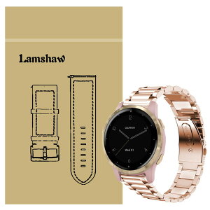 Lamshaw �o���h �Ή� Garmin vivoactive 4S, �X�e�����X ���^�� �x���g �����o���h �Ή� �K�[�~�� vivoactive4S GPS�X�}�[�g�E�H�b�` (���[�Y�S�[���h)