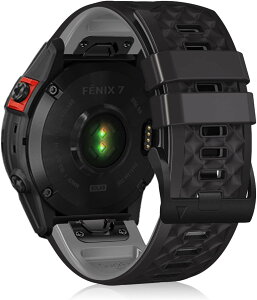 YOCAHU 22mm �ėp �Ή� Garmin Fenix 8 47mm/epix Pro 47mm/Fenix 5/6/7/5 Plus/6 Pro/Forerunner 955/945/935/Approach S60/S62/Instinct/Instinct 2 �o���h �N�C�b�N�t�B�b�g �V���R�[���� �����p �����H��t�� (black/gray)