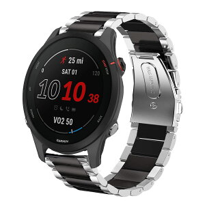 [Lamshaw] �o���h �Ή� Garmin Forerunner 255, �X�e�����X ���^�� �x���g �����o���h �Ή� GARMIN(�K�[�~��) Forerunner 255 46mm/255S 41mm �X�}�[�g�E�H�b�` (41mm�P�[�XForerunner255S, �V���o�[-�u���b�N)