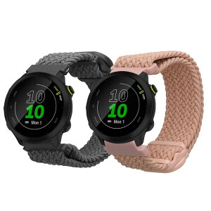 kwmobile 2x �����x���g Garmin Forerunner 55 / Forerunner 165 / 245 / 645 / 570 42mm�Ή� �o���h - �i�C���� �t�B�b�g�l�X�g���b�J�[ �O���[/�A���e�B�[�N�s���N