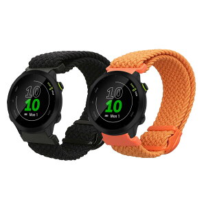 kwmobile 2x �����x���g Garmin Forerunner 55 / Forerunner 165 / 245 / 645 / 570 42mm�Ή� �o���h - �i�C���� �t�B�b�g�l�X�g���b�J�[ ���F/�I�����W