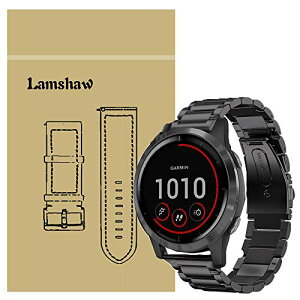 Lamshaw Garmin vivoactive 4 �o���h, �X�e�����X ���^�� �x���g �����o���h �Ή� GARMIN(�K�[�~��) vivoactive4 GPS�X�}�[�g�E�H�b�` (�u���b�N)
