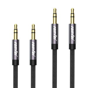 FONVOi 2�{�g AUX�P�[�u�� (4ft/1.2m �n�C�t�@�C�Ή�) 3.5mm TRS�X�e���I�~�j�P�[�u�� �i�C�����ґg�R�[�h ��/�z�[���X�e���I/�X�s�[�J�[/iPod/iPad/�w�b�h�t�H��/Sony/Echo Dot/Beats�Ή�