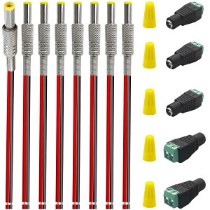 MKBKLLJY 8 ��10A DC �d���P�[�u�� �W���b�N �v���O �A�_�v�^ �I�X �R�l�N�^ 5.5mm x 2.5mm �o���� �\�P�b�g 18AWG ���C���t�� CCTV �Z�L�����e�B �J���� DVR DIY ��������p 5PCS 12V DC ���X �R�l�N�^ �v���O