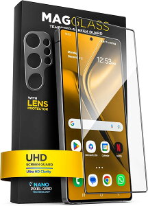 MagGlass �ی�t�B���� Galaxy S25 Ultra�Ή� 2in1 UHD�����K���X �J���������Y�ی�t�� �w��F�ؑΉ� �����ߗ� 9H�d�x Pro-Install�K�C�h�t��