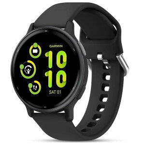 �o���h 20mm Garmin Vivoactive 5/6/3/Venu Sq/Sq Music/Venu 2 Plus/Forerunner 55 158 245 645 �����x���g �X�|�[�c�V���R�[���������o���h �j�����p (�u���b�N�AS)
