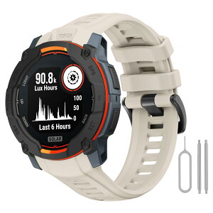 22mm �o���h Compatible for Garmin Instinct 3 45mm�C�X�|�[�c�V���R�����X�g�����o���h (�A�C�{���[�z���C�g)