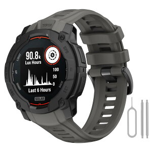 22mm �o���h Compatible for Garmin Instinct 3 45mm�C�X�|�[�c�V���R�����X�g�����o���h (�J�[�{���O���[)