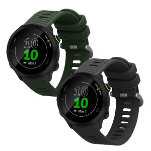 kwmobile 2x �����o���h Garmin Forerunner 55 / Forerunner 165 / 245 / 645 / 570 42mm�Ή� �x���g - �V���R���o���h �\�t�g TPU �ϋv�� �O���[/�[�ΐF