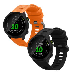 kwmobile 2x �����o���h Garmin Forerunner 55 / Forerunner 165 / 245 / 645 / 570 42mm�Ή� �x���g - �V���R���o���h �\�t�g TPU �ϋv�� ���F/�I�����W