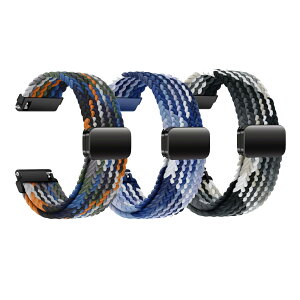 [SUGARJAR] �y3�{�Z�b�g�z �҂ݍ��݃X�g���b�v Garmin Venu 3s/2s�AForerunner 265S/255s/255s Music�AVivoactive 4s/3s/Active s�A18mm �i�C�����X�g���b�v�Ή� �L�k���̂���}�O�l�b�g���o�b�N���A�ʋC���Ƒϋv����