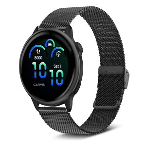 [RoSoki] 20 mm �o���h Garmin Vivoactive 6 / Garmin Vivoactive 5 �Ή� �����x���g �X�e�����X�`�[�� �����o���h �ւ��X�g���b�v �h�K �X�e�����X �����ȒP �r�W�l�X�� �j�����p (�u���b�N)