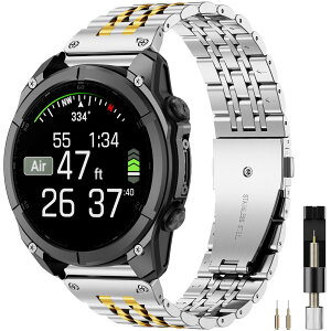 �Ή� Garmin Fenix 8 �����o���h �K�[�~�� QuickFit 22mm �X�e�����X�x���g �����Y�r�W�l�X �X�g���b�v �ϋv�� Garmin Fenix 7/7 pro/6/6pro/5 Forerunner 970/Quatix 8 �����o���h ���������\�i�S�[���h�j