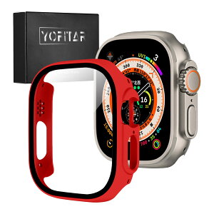 YOFITAR Apple Watch �p �P�[�X Apple Watch Ultra 2/Ultra/10/9/8/7/SE2/6/SE/5/4 �A�b�v���E�H�b�`�ی�J�o�[ �K���X�t�B���� ��̌^ PC�f�� �S�ʕی� �����^ �����ȒP �ϏՌ� �����ߗ� �w��h�~ ���h�~�i49mm,��