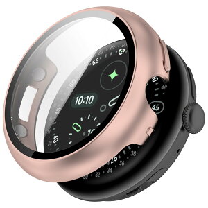 Google Pixel Watch5/4 45mm�p�P�[�X �[�d�\ �ی�K���X�t�B������̌^ ���[�Y�S�[���h 45mm