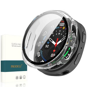 PRODELI For Galaxy Watch9 / Watch8 44mm ��p �P�[�X+�K���X�t�B���� �N���A �L�Y�h�~ �y�� �J�o�[�i�����j