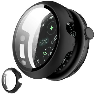 UIUIKA For Pixel Watch 5/4 41mm ��p�J�o�[ �K���X�t�B���� ��̌^ �S�ʕی�(�u���b�N)
