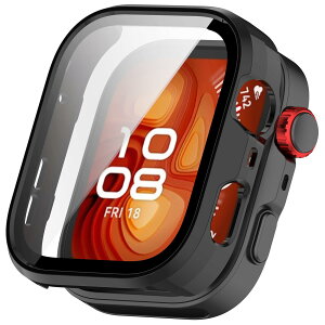 YAODLE For HUAWEI WATCH FIT 5 Pro �J�o�[ �t�@�[�E�F�C WATCH FIT 5 Pro �P�[�X PC�f�� �J�o�[ �K���X�t�B������̌^ �S�ʕی� ��d�\�� �h�o ���{���Ɏq�� �L�Y�h�~ �y�ʁi�u���b�N�j